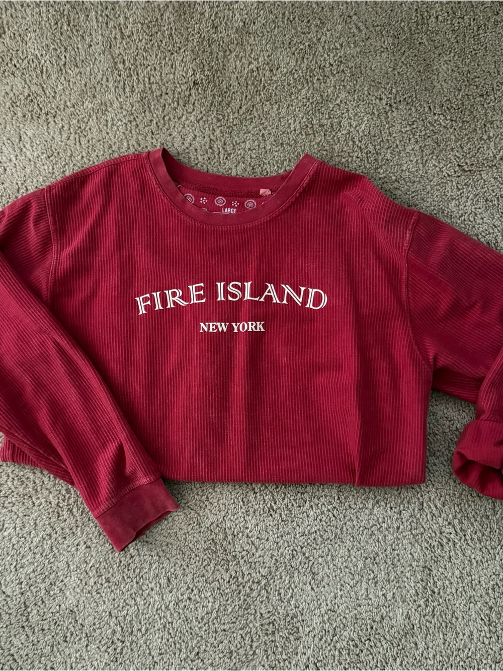 Oversized beachy 100% cotton Red Crewneck Top Fire Island NY